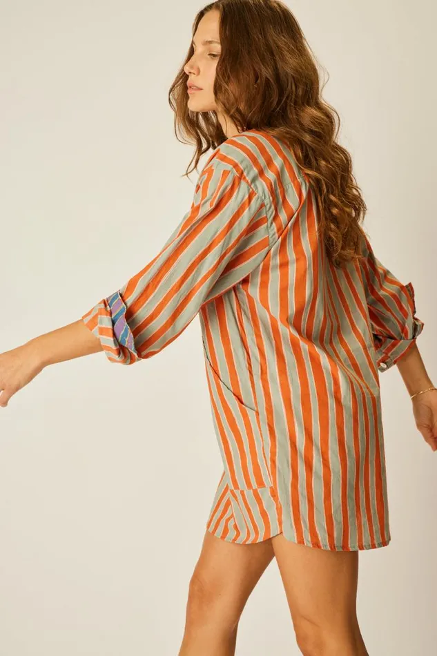 Coverups Shop Natalie Martin APRS SWIM TOP Batik Stripe Sage