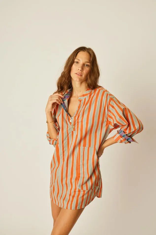 Coverups Shop Natalie Martin APRS SWIM TOP Batik Stripe Sage