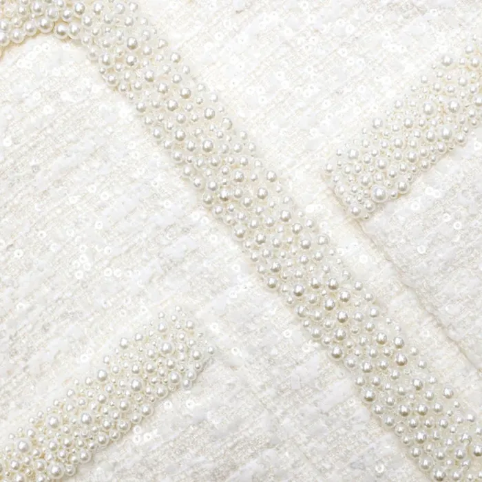 Cream Boucle Pearl Trim Jacket Women Self Portrait Outerwear