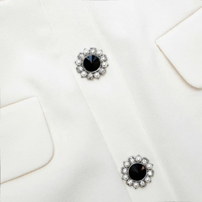 Cream Crepe Button Midi Dress Women Self Portrait Dresses Cream Crepe Button Midi Dress Women Self Portrait Dresses
