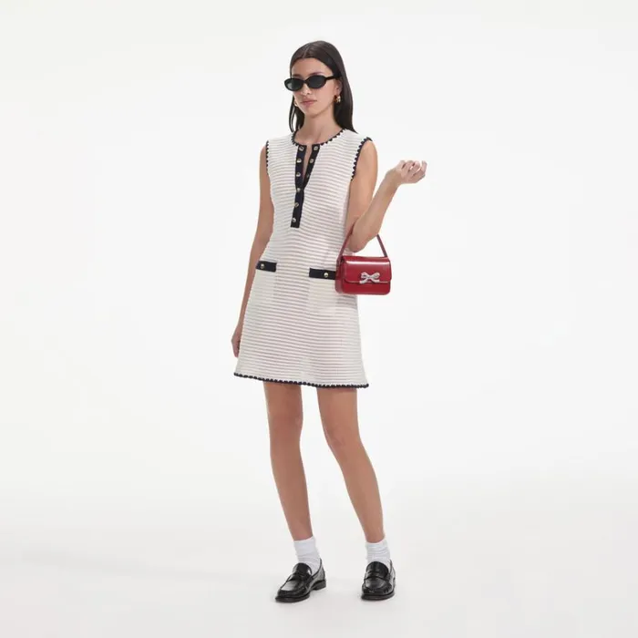 Cream Crochet Contrast Trim Mini Dress Women Self Portrait Dresses Cream Crochet Contrast Trim Mini Dress Women Self Portrait Dresses