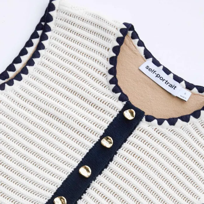 Cream Crochet Contrast Trim Mini Dress Women Self Portrait Dresses Cream Crochet Contrast Trim Mini Dress Women Self Portrait Dresses