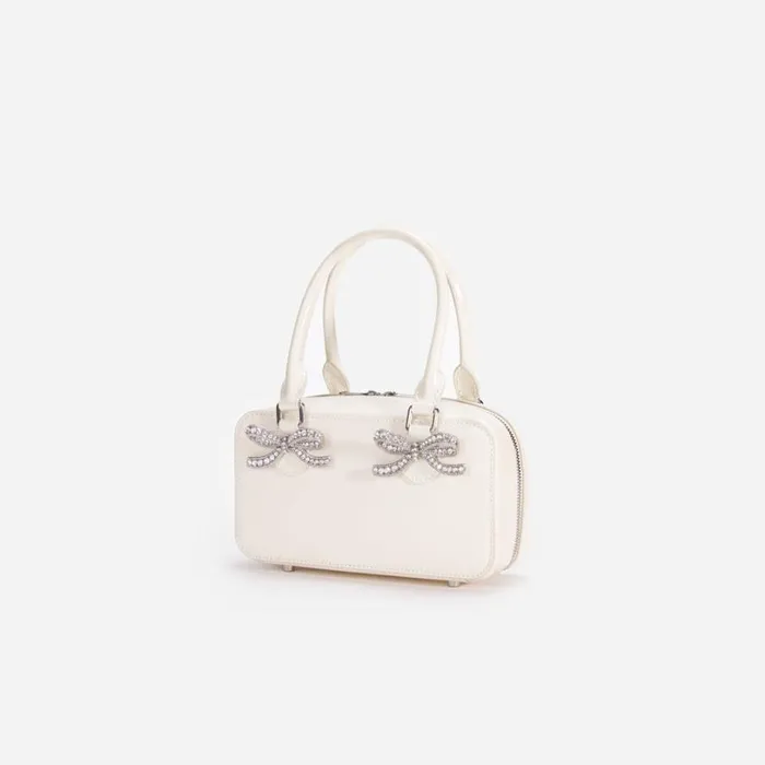 Cream Leather Mini Tote Bag Women Self Portrait Mini Cream Leather Mini Tote Bag Women Self Portrait Mini