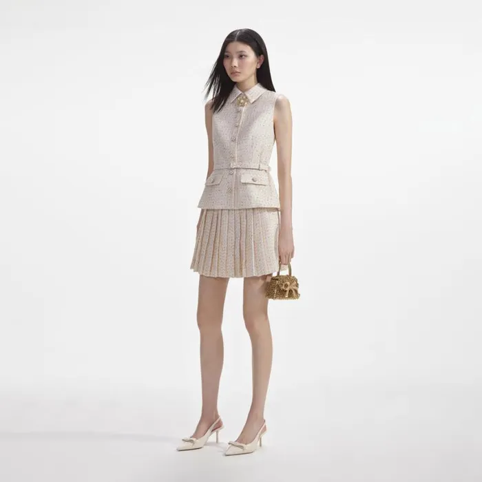 Cream Metallic Boucle Tailored Mini Dress Women Self Portrait Dresses Cream Metallic Boucle Tailored Mini Dress Women Self Portrait Dresses
