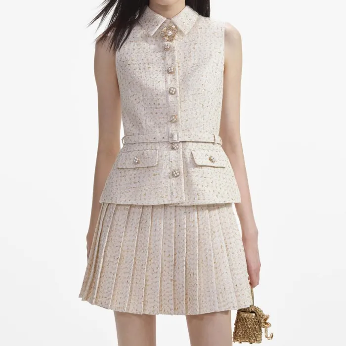 Cream Metallic Boucle Tailored Mini Dress Women Self Portrait Dresses Cream Metallic Boucle Tailored Mini Dress Women Self Portrait Dresses