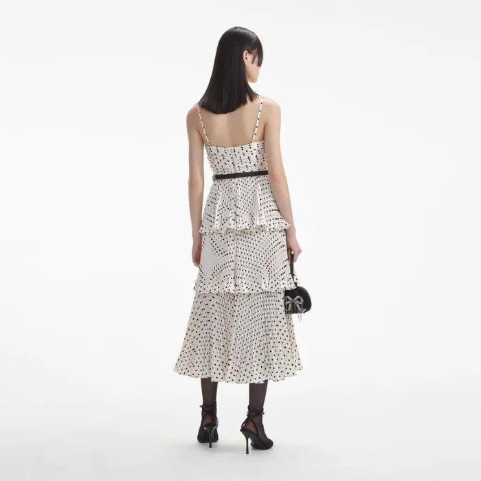 Cream Polka Dot Tiered Midi Dress Women Self Portrait Dresses Cream Polka Dot Tiered Midi Dress Women Self Portrait Dresses