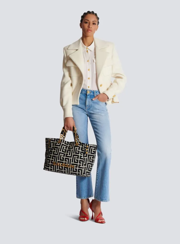 Crepe De Chine Shirt White Women Balmain Tops And Shirts
