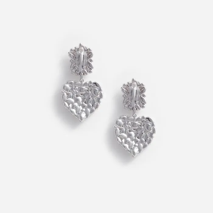 Crystal Heart Tiered Earrings Women Self Portrait Jewellery Crystal Heart Tiered Earrings Women Self Portrait Jewellery