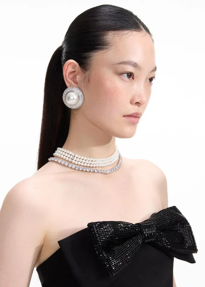 Crystal Pearl Earrings Women Self Portrait Jewellery Crystal Pearl Earrings Women Self Portrait Jewellery