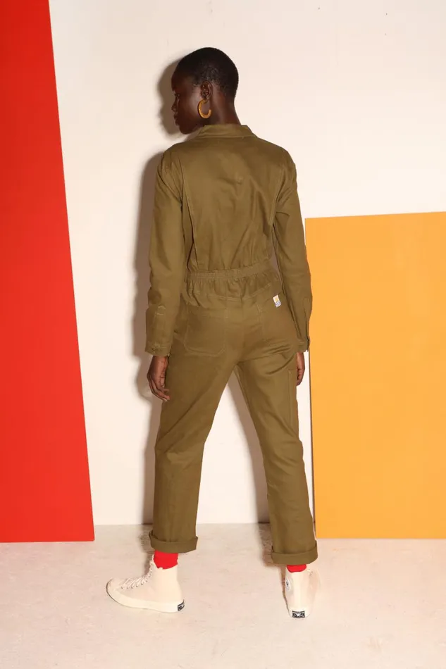 Danny Stretch Drill Boilersuit Olive Womens LF Markey One Pieces