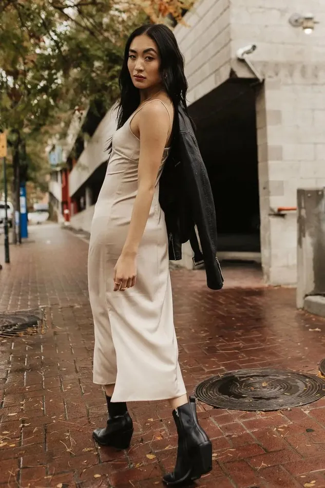 Daylen Slip Dress In Champagne Champagne Women Bohme Dresses