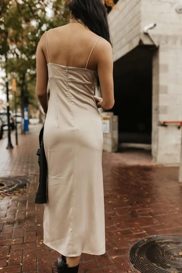 Daylen Slip Dress In Champagne Champagne Women Bohme Dresses