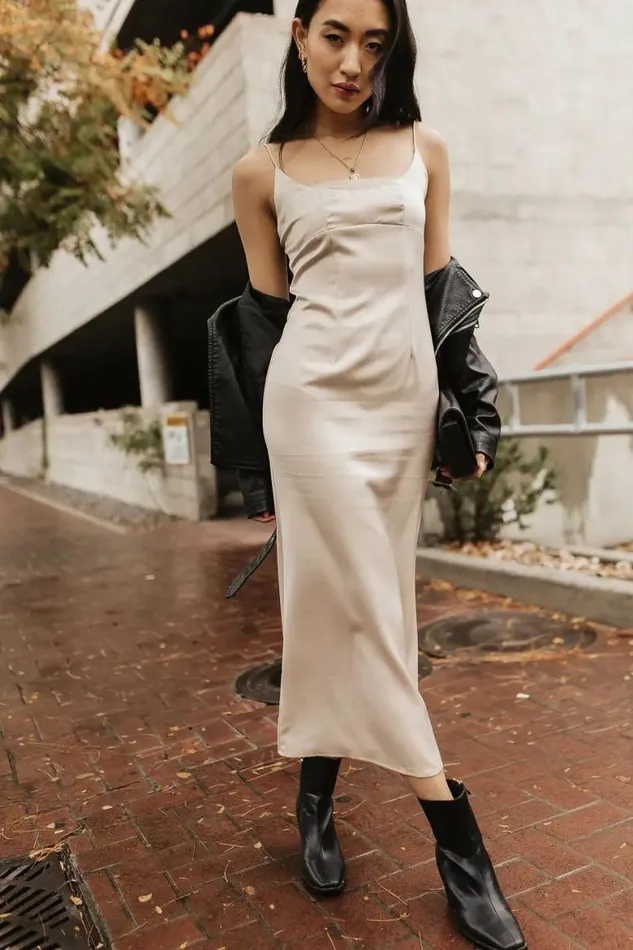 Daylen Slip Dress In Champagne Champagne Women Bohme Dresses
