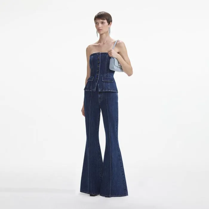 Denim Bandeau Jumpsuit Women Self Portrait Dresses Denim Bandeau Jumpsuit Women Self Portrait Dresses