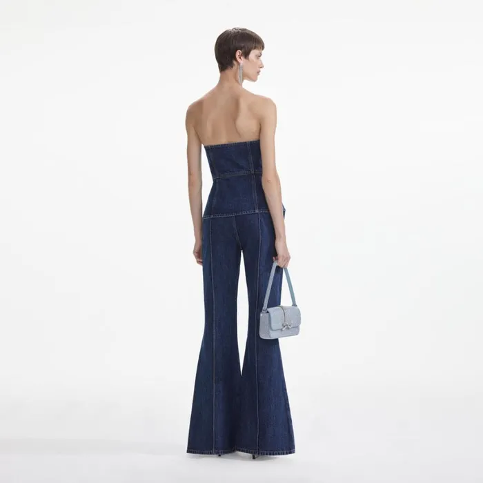 Denim Bandeau Jumpsuit Women Self Portrait Dresses Denim Bandeau Jumpsuit Women Self Portrait Dresses