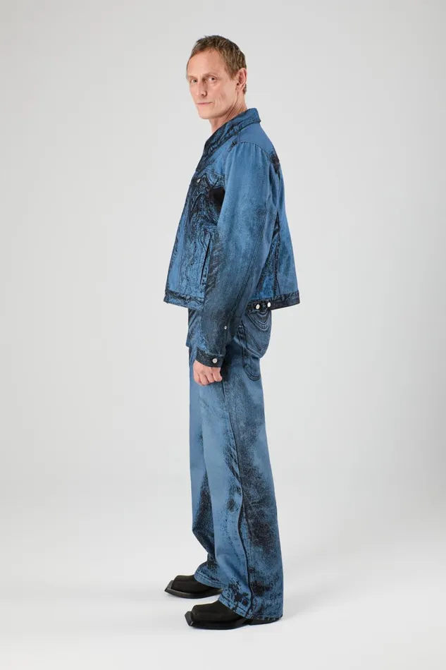 Denim Women Camper Denim Jacket Dark BlueBlack Distorted Print Denim Jacket Denim Women Camper Denim Jacket Dark BlueBlack Distorted Print Denim Jacket