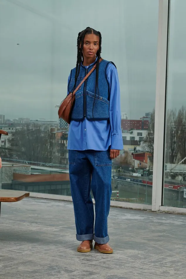 Denim Women Soeur SIMON WAISTCOAT Washed Blue Denim