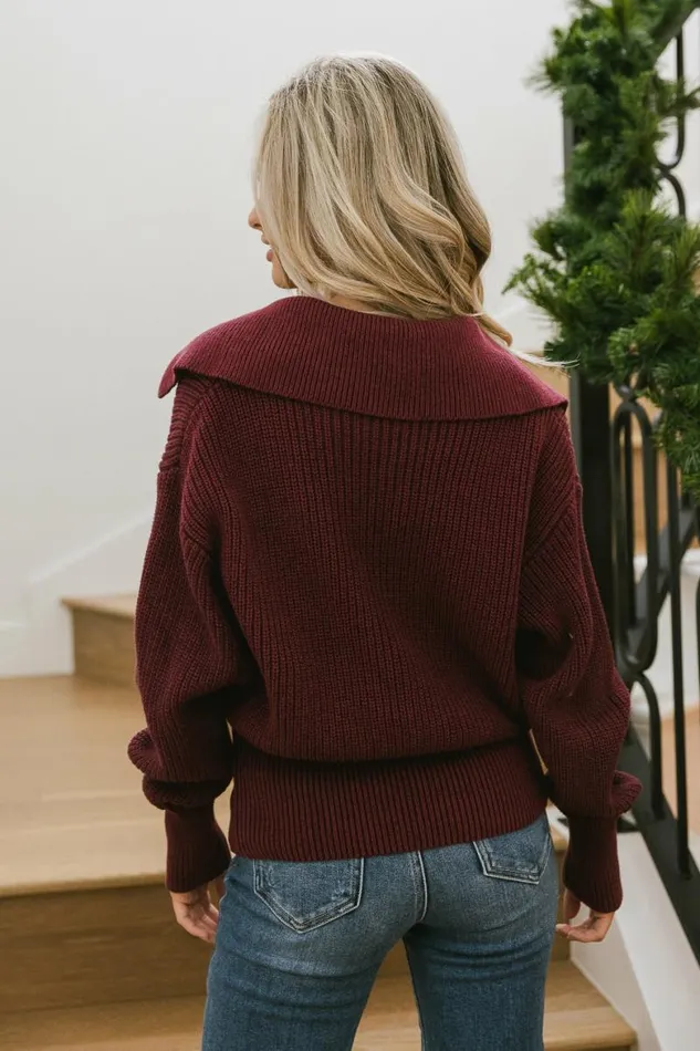 Diana Collared Sweater Burgundy Women Bohme Tops