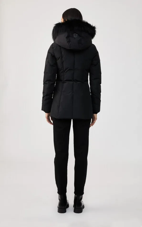 Downs and Jackets Women Mackage ADALI Down Coat With Silver Fox Fur Signature Mackage Collar Black