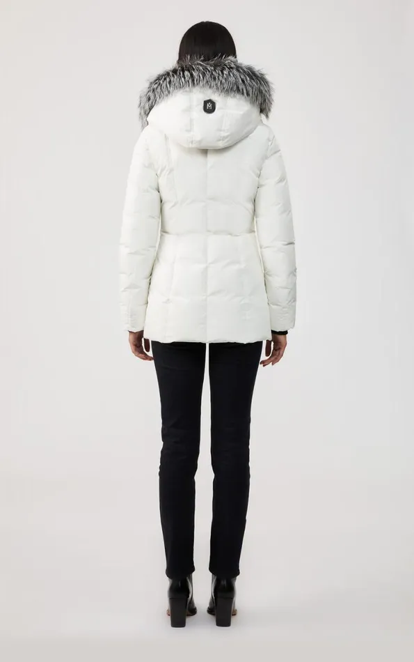 Downs and Jackets Women Mackage ADALI Down Coat With Silver Fox Fur Signature Mackage Collar Black
