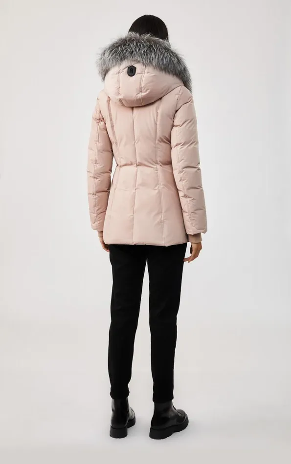 Downs and Jackets Women Mackage ADALI Down Coat With Silver Fox Fur Signature Mackage Collar Black