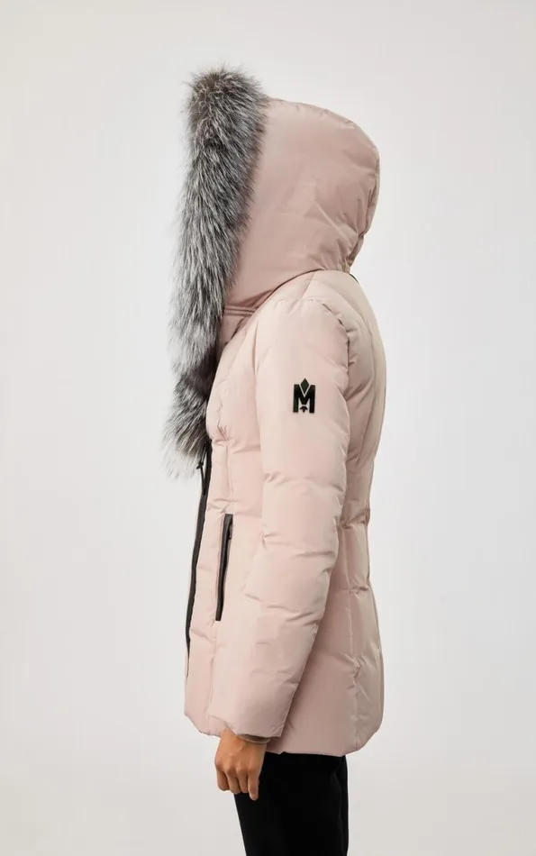 Downs and Jackets Women Mackage ADALI Down Coat With Silver Fox Fur Signature Mackage Collar Black