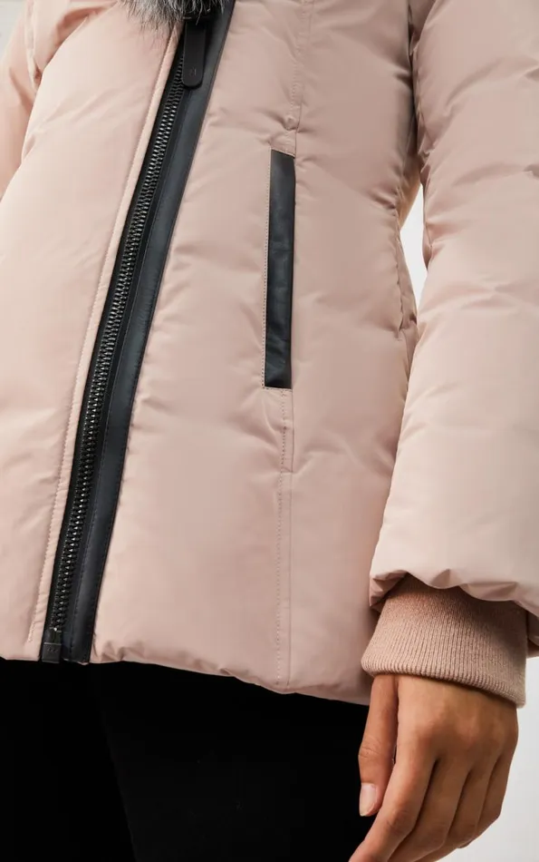 Downs and Jackets Women Mackage ADALI Down Coat With Silver Fox Fur Signature Mackage Collar Black
