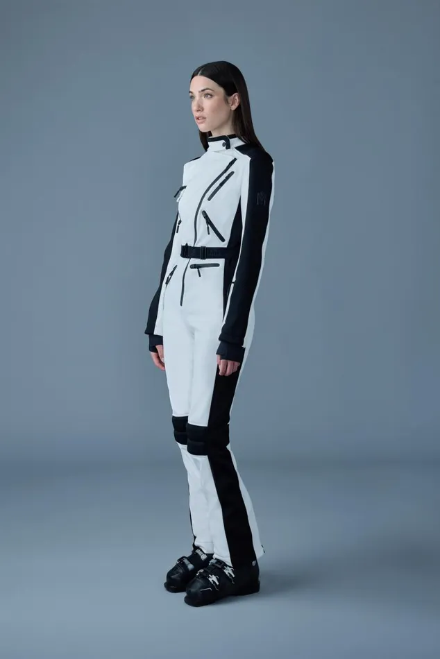 Downs and Jackets Women Mackage MIAKIM Techno Fleece Ski Suit With Asymmetrical Zip White