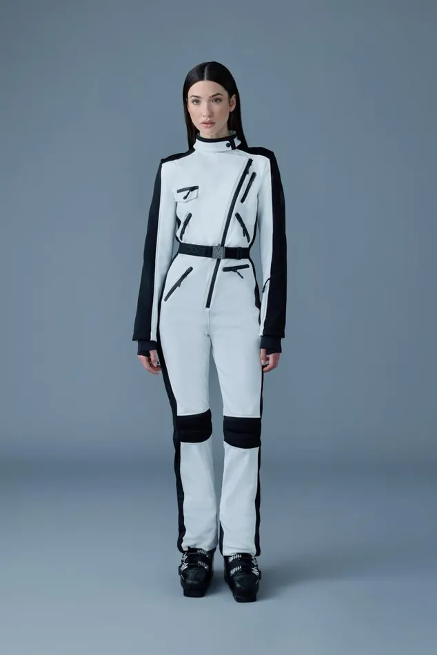 Downs and Jackets Women Mackage MIAKIM Techno Fleece Ski Suit With Asymmetrical Zip White