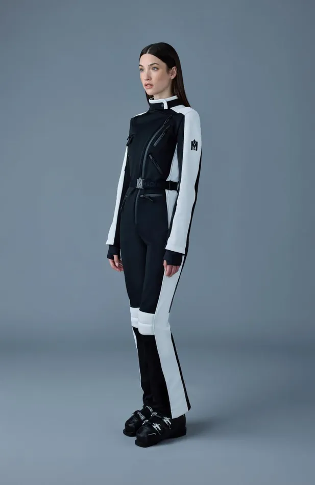 Downs and Jackets Women Mackage MIAKIM Techno Fleece Ski Suit With Asymmetrical Zip White