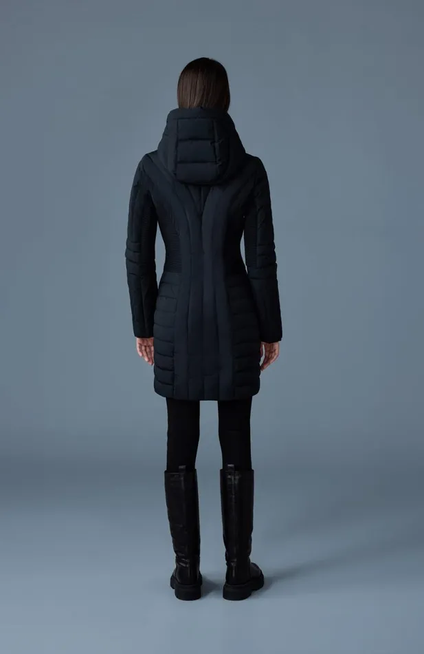 Downs and Jackets Women Mackage OKSANA Smocked Detail Long Down Coat Black Downs and Jackets Women Mackage OKSANA Smocked Detail Long Down Coat Black