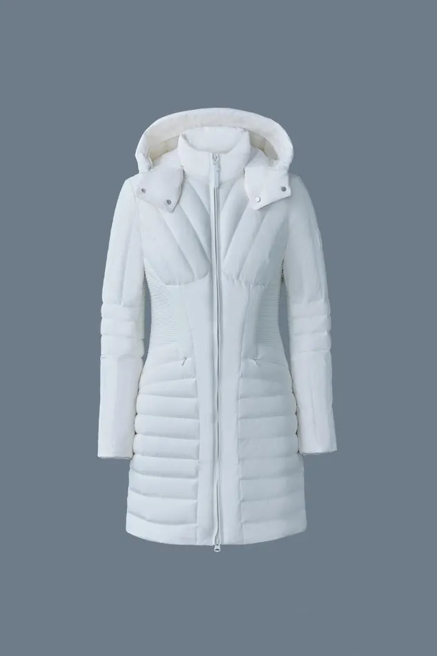 Downs and Jackets Women Mackage OKSANA Smocked Detail Long Down Coat Black Downs and Jackets Women Mackage OKSANA Smocked Detail Long Down Coat Black