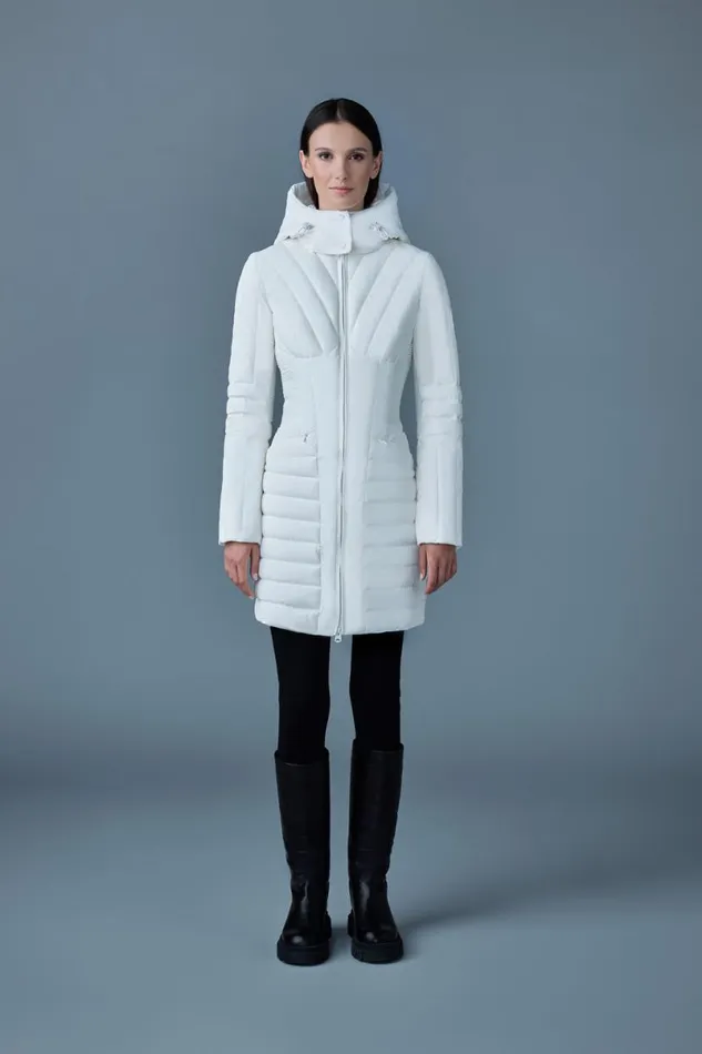 Downs and Jackets Women Mackage OKSANA Smocked Detail Long Down Coat Black Downs and Jackets Women Mackage OKSANA Smocked Detail Long Down Coat Black
