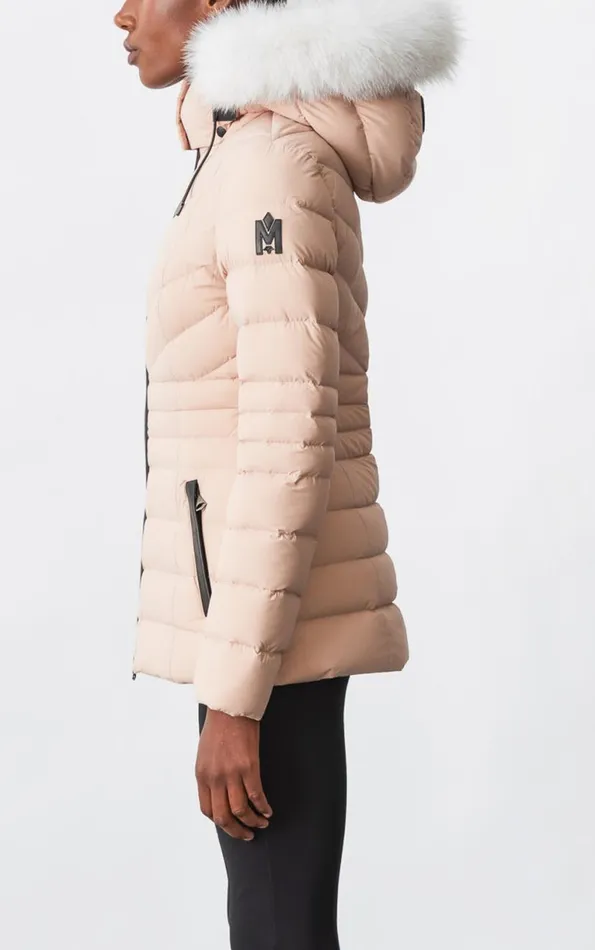 Downs and Jackets Women Mackage PATSY Agile 360 Down Jacket With Blue Fox Fur Cream