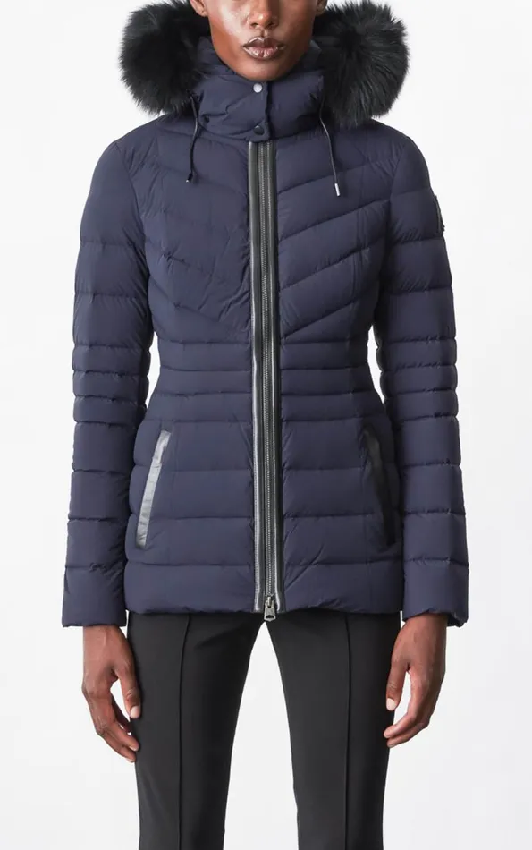 Downs and Jackets Women Mackage PATSY Agile 360 Down Jacket With Blue Fox Fur Cream