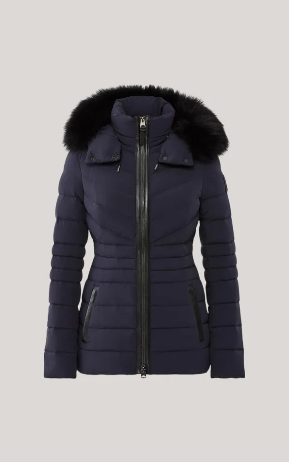 Downs and Jackets Women Mackage PATSY Agile 360 Down Jacket With Blue Fox Fur Cream