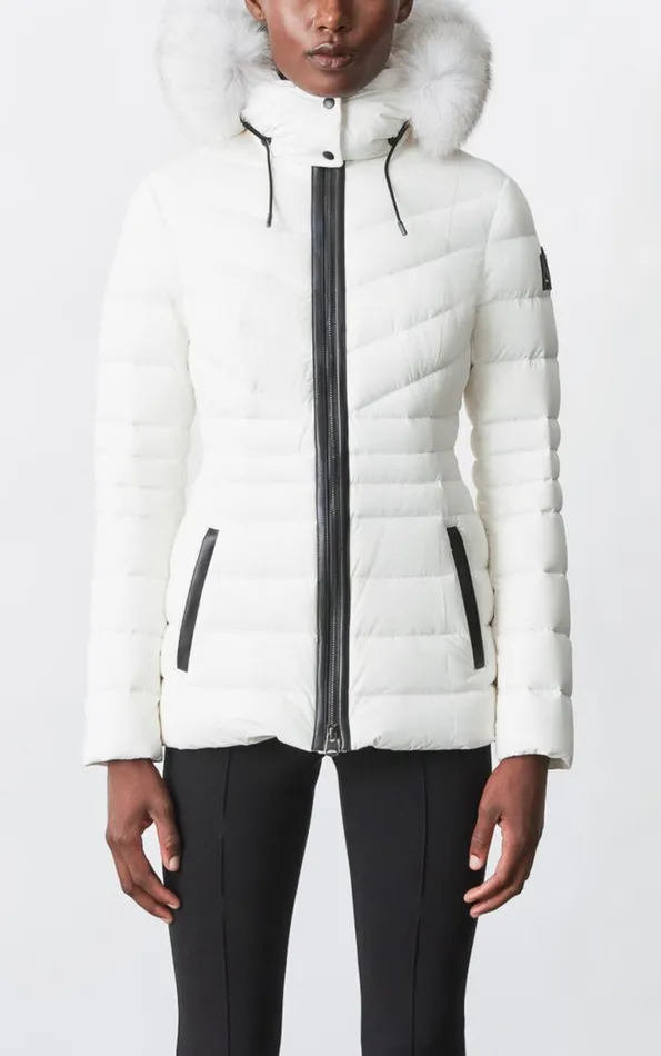 Downs and Jackets Women Mackage PATSY Agile 360 Down Jacket With Blue Fox Fur Cream