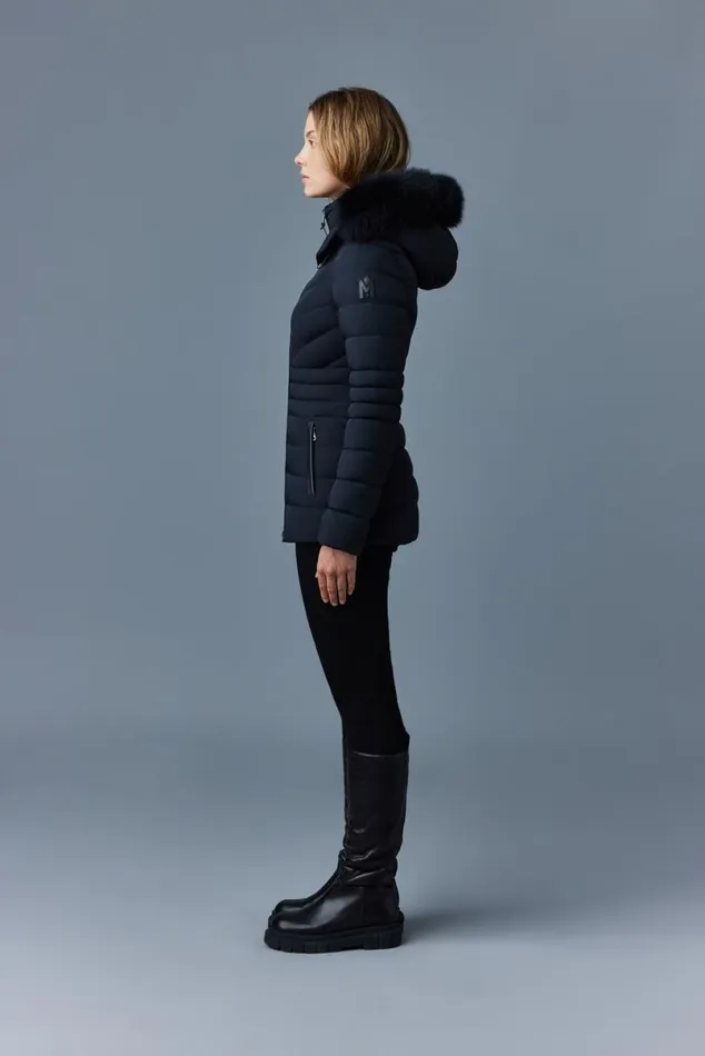 Downs and Jackets Women Mackage PATSY Agile 360 Down Jacket With Blue Fox Fur Cream