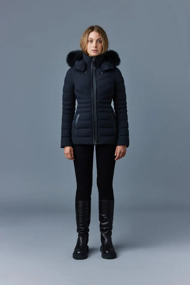 Downs and Jackets Women Mackage PATSY Agile 360 Down Jacket With Blue Fox Fur Cream