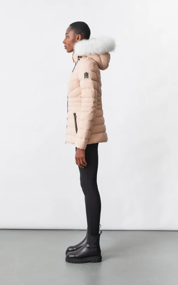 Downs and Jackets Women Mackage PATSY Agile 360 Down Jacket With Blue Fox Fur Cream