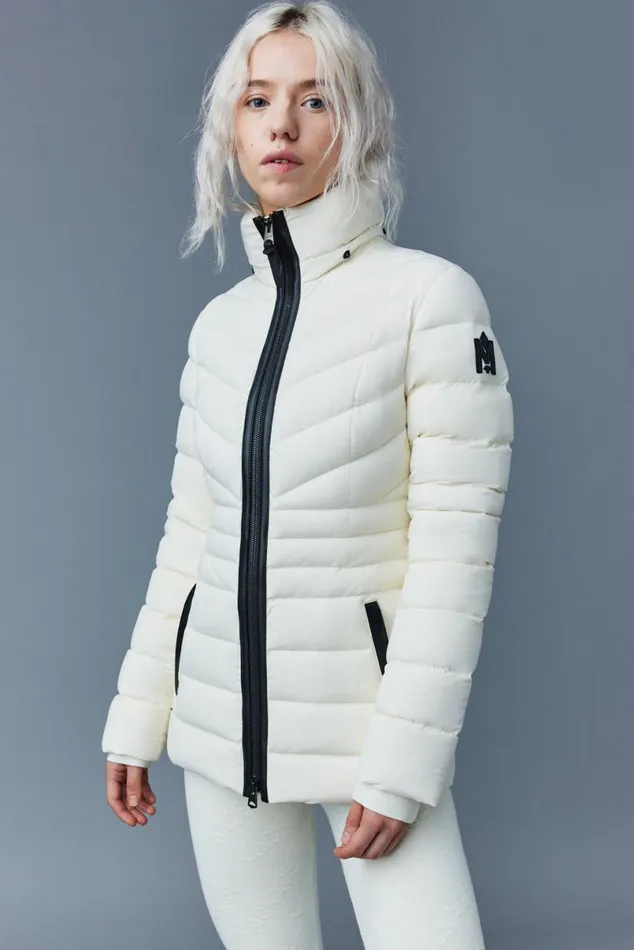 Downs and Jackets Women Mackage PATSY Agile 360 Down Jacket With Blue Fox Fur Cream