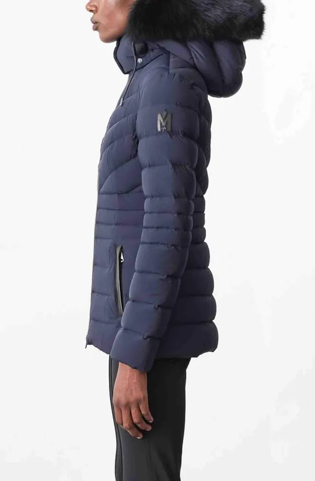 Downs and Jackets Women Mackage PATSY Agile 360 Down Jacket With Blue Fox Fur Cream