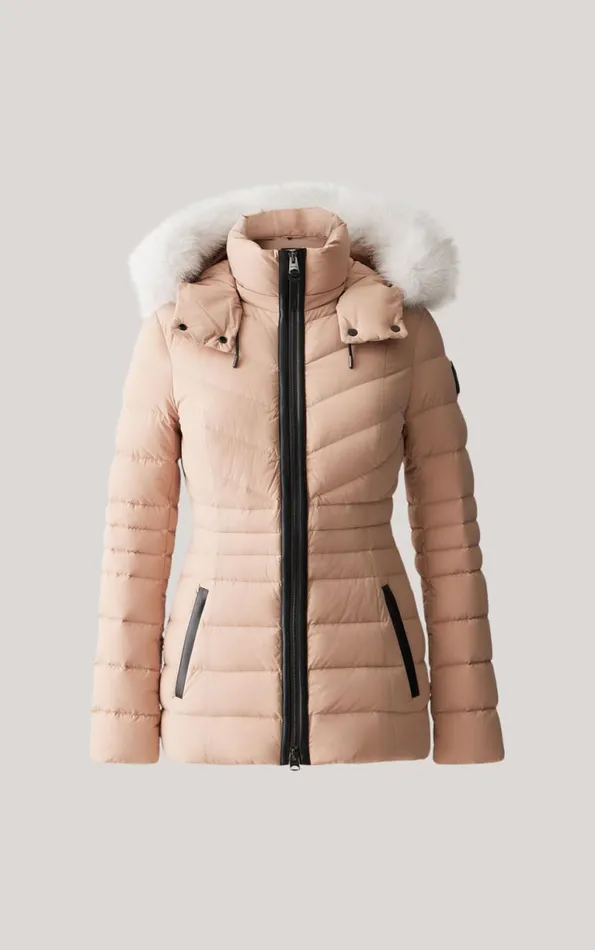 Downs and Jackets Women Mackage PATSY Agile 360 Down Jacket With Blue Fox Fur Cream