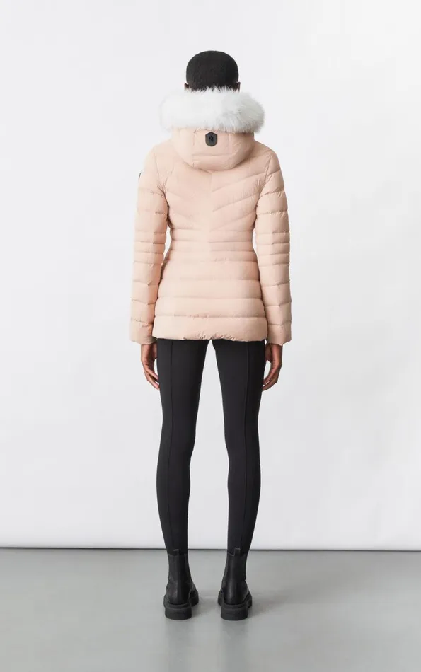 Downs and Jackets Women Mackage PATSY Agile 360 Down Jacket With Blue Fox Fur Cream