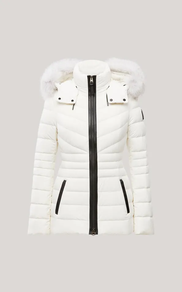 Downs and Jackets Women Mackage PATSY Agile 360 Down Jacket With Blue Fox Fur Cream