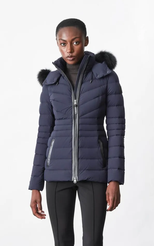 Downs and Jackets Women Mackage PATSY Agile 360 Down Jacket With Blue Fox Fur Cream