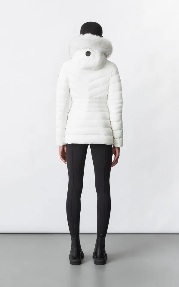 Downs and Jackets Women Mackage PATSY Agile 360 Down Jacket With Blue Fox Fur Cream