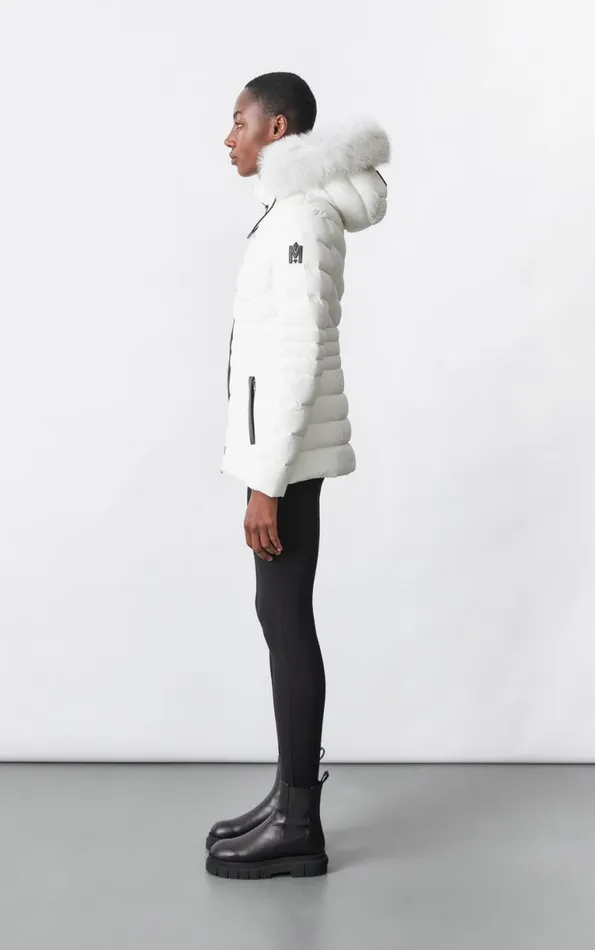 Downs and Jackets Women Mackage PATSY Agile 360 Down Jacket With Blue Fox Fur Cream