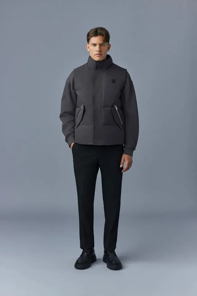 Downs and Parkas Men Mackage JOSEPH Nordic Tech Down Vest With Funnel Collar Black Downs and Parkas Men Mackage JOSEPH Nordic Tech Down Vest With Funnel Collar Black