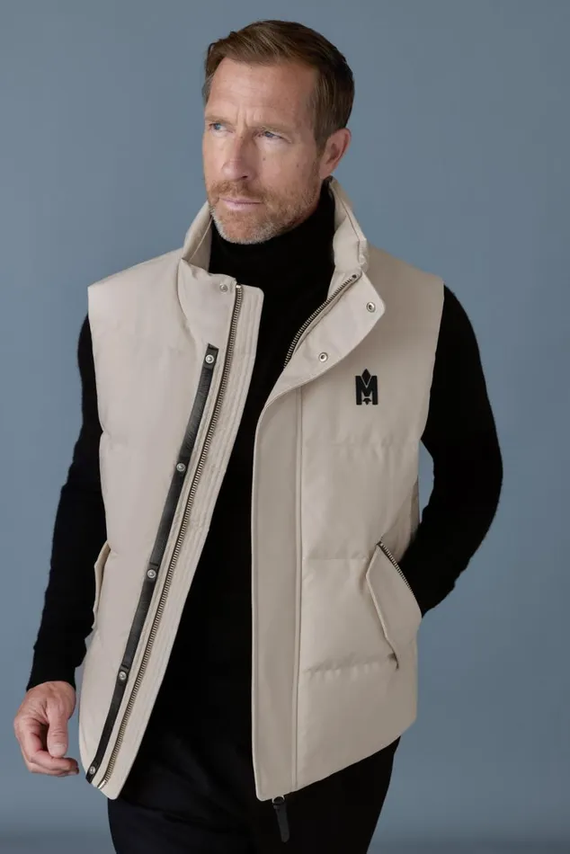 Downs and Parkas Men Mackage JOSEPH Nordic Tech Down Vest With Funnel Collar Black Downs and Parkas Men Mackage JOSEPH Nordic Tech Down Vest With Funnel Collar Black